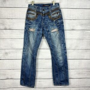 Cipo‎ & Baxx VTG Archival Jeans Mens Size 30/34 Blue Distressed Studded Biker